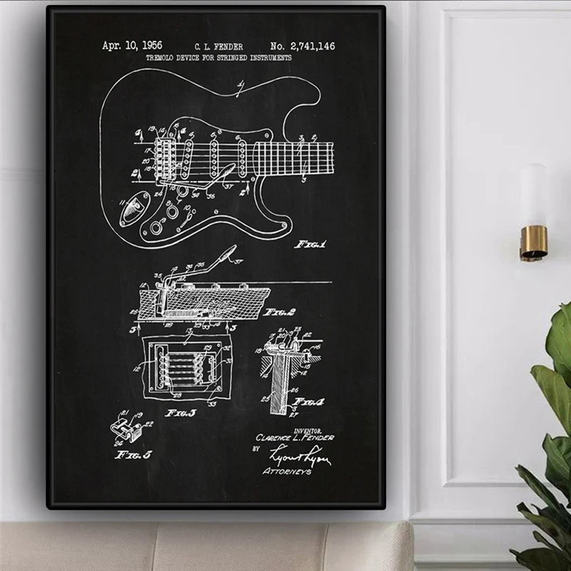 Минималистичная гитара настенная Картина на холсте плакаты и принты шаблон