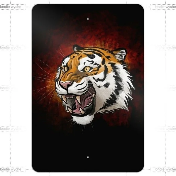 

Vintage Metal Sign Tin Sign Fierce Tiger Home Bar Hotel Wall Decor Sign 12X8Inch 20cm x 30cm