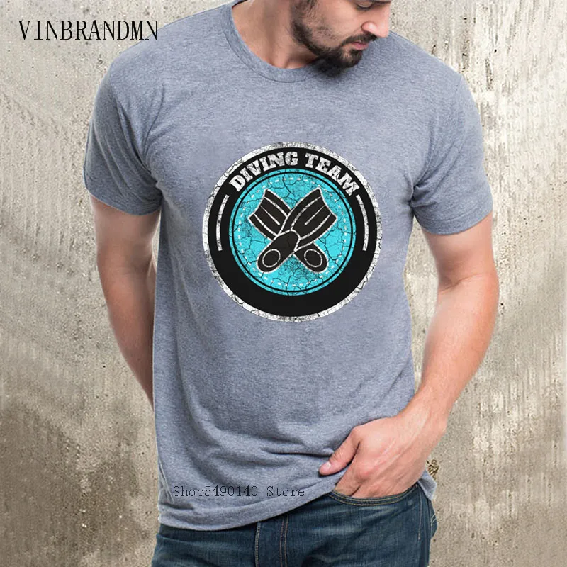 

Summer Scuba Diving Hip Hop Tshirt Men's Vintage Diver T-Shirt Underwater O-Neck Hipster Streetwear Fashion Cotton T Shirt Homme