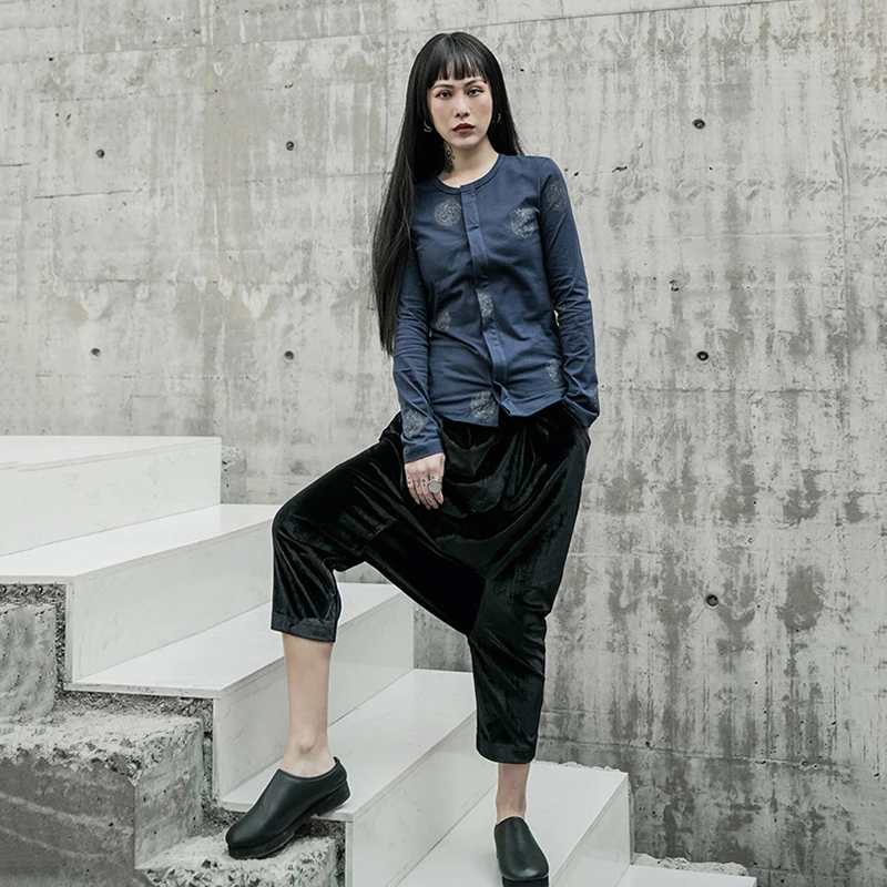 

Pants Women Fashion Tide Spring Autumn 2020 High Elastic Waist Black Velvet Long Wide Leg Trousers New Loose