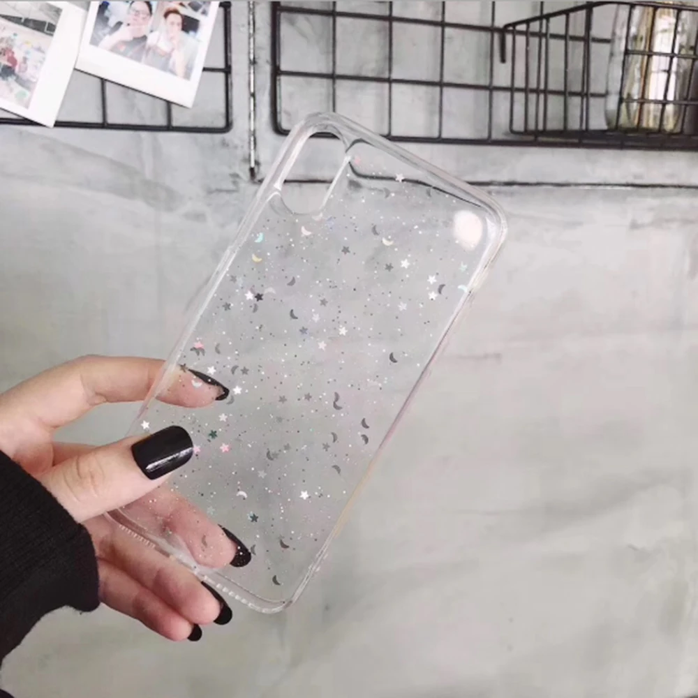 

Fashion Glitter Phone Case For iPhone 11 Pro X XR XS Max 7 8 6 6s Plus Love Heart Star Moon Bling Soft Cover Coque Capa