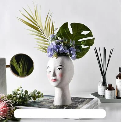 European Resin Vase Head Portrait Sculpture Flower Pot Decoration Ornaments Home Livingroom Office Desktop Furnishing Crafts Art - Цвет: style9