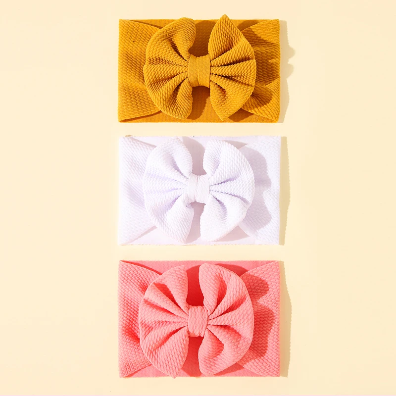 

3Pcs/Set Newborn Baby Girls Headband Toddler Big Bow Hairband Cute Solid Stretch Turban Knot Head Wrap Head Wear