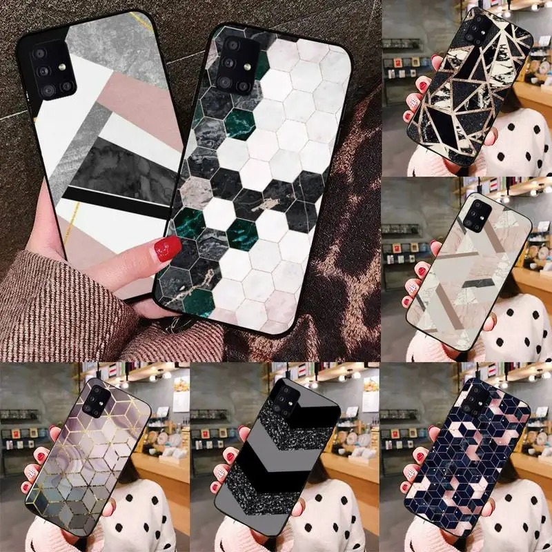 

Geometric marble color Phone Case black For Samsung galaxy S 21 20 10 8 A 51 71 50 21s 70 40 20 20e note 10 plus Ultra 5g fe