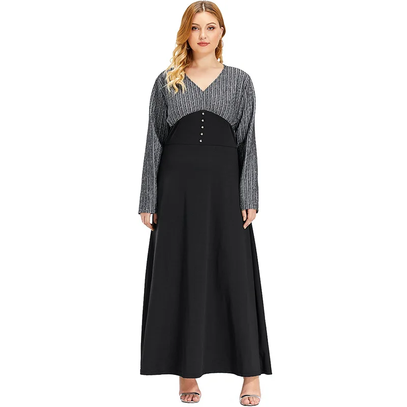 

2021 Black Dress Office Lady Fashion Large Plus Size Long Sleeve Winter Spring Autumn Sexy for Women Elegant Womens Clothing