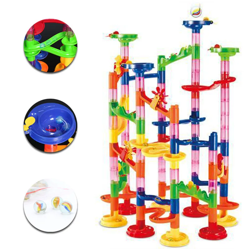 105 шт./компл. гоночной игры работают пластмассовый лабиринт шарики трек дом