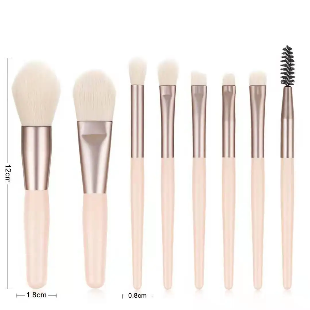 

8pcs khaki Makeup Brushes Set Face Eye Lip Eyeshadow Eyebrow Comb Eyelash Spoolies Foundation Powder Brush Tools Cosmetic