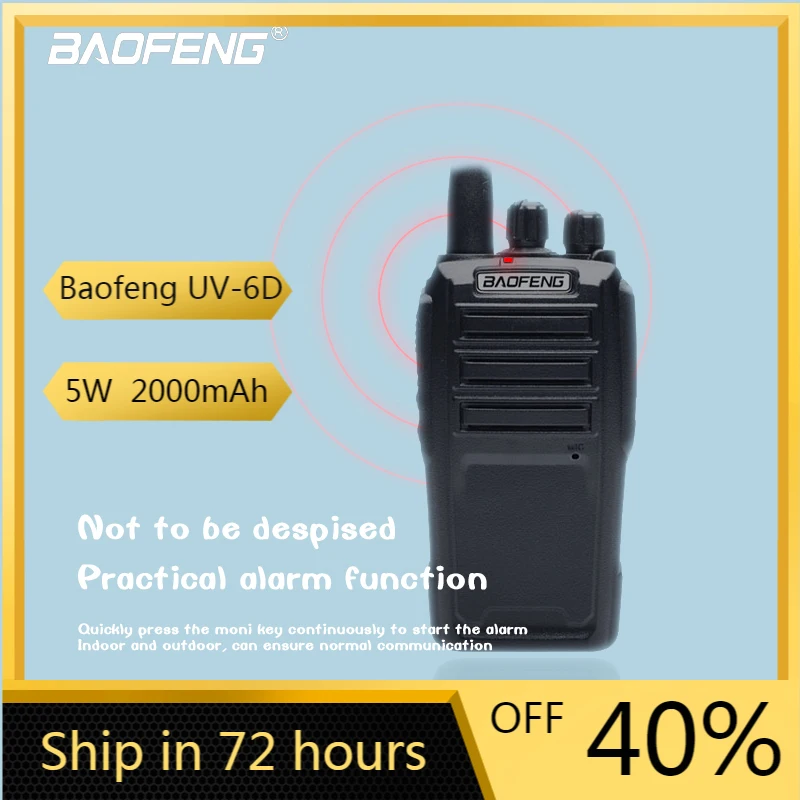 

Baofeng UV-6D Walkie Talkie 5W Long Range Two way Radio 400-480MHz UHF Single Band Handheld Radio UV6D Transceiver Interphone