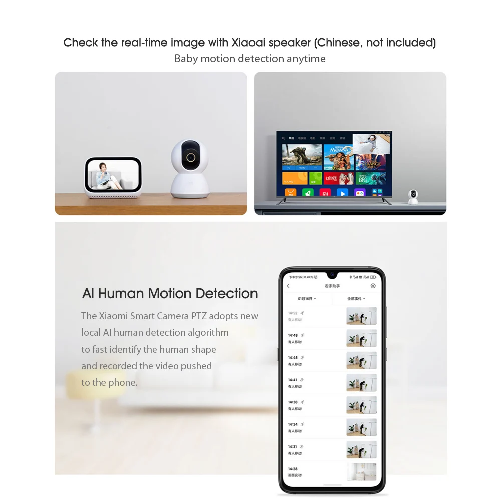 Умная веб камера Xiaomi PTZ 2K 1296P WiFi панорамирование наклона ночное видение угол