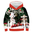 Детская толстовка с капюшоном с изображением снеговика рождественской елки, свитшот, пуловер с 3D-принтом, модная осенне-зимняя Толстовка