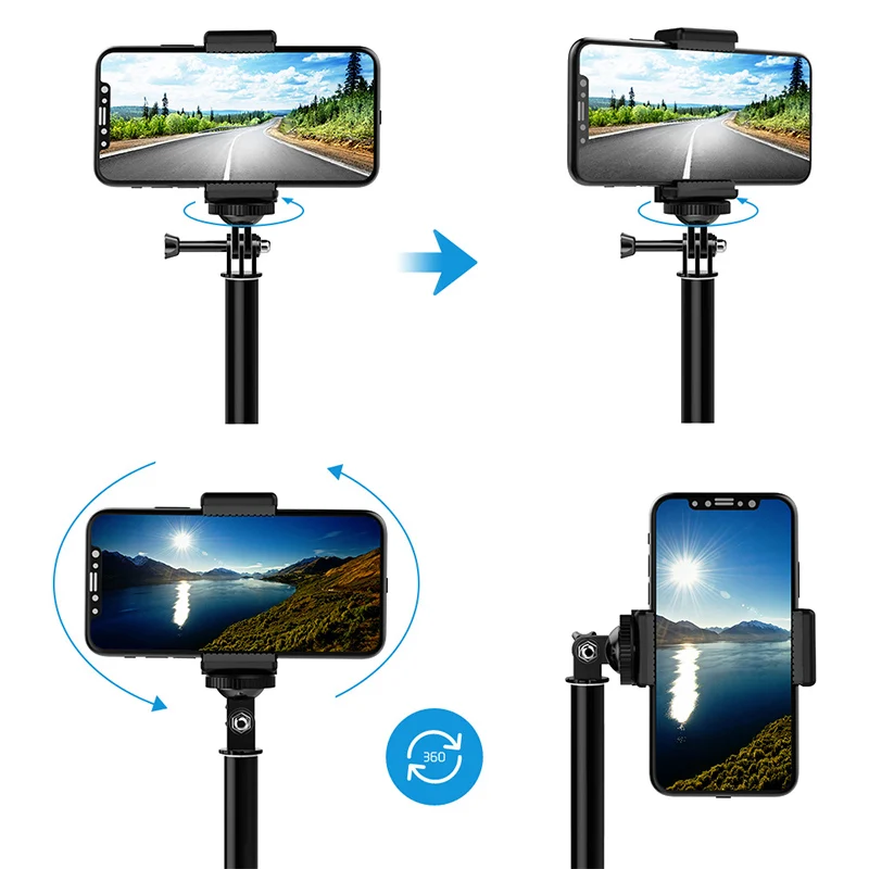 Voulttom Camera Tripod Selfie-Stick Smart Phone for Huawei Xiaomi iPhone Bluetooth Remote Portable Extendable Monopod Foldable |