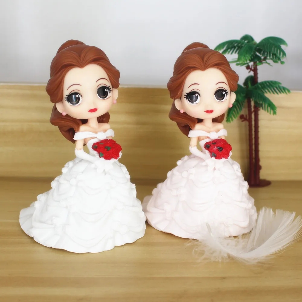 15cm Q Posket Belle Figures Toy Beauty And The Beast Belle Wedding With Flowers Model Dolls Gifts For Girls Best Gift
