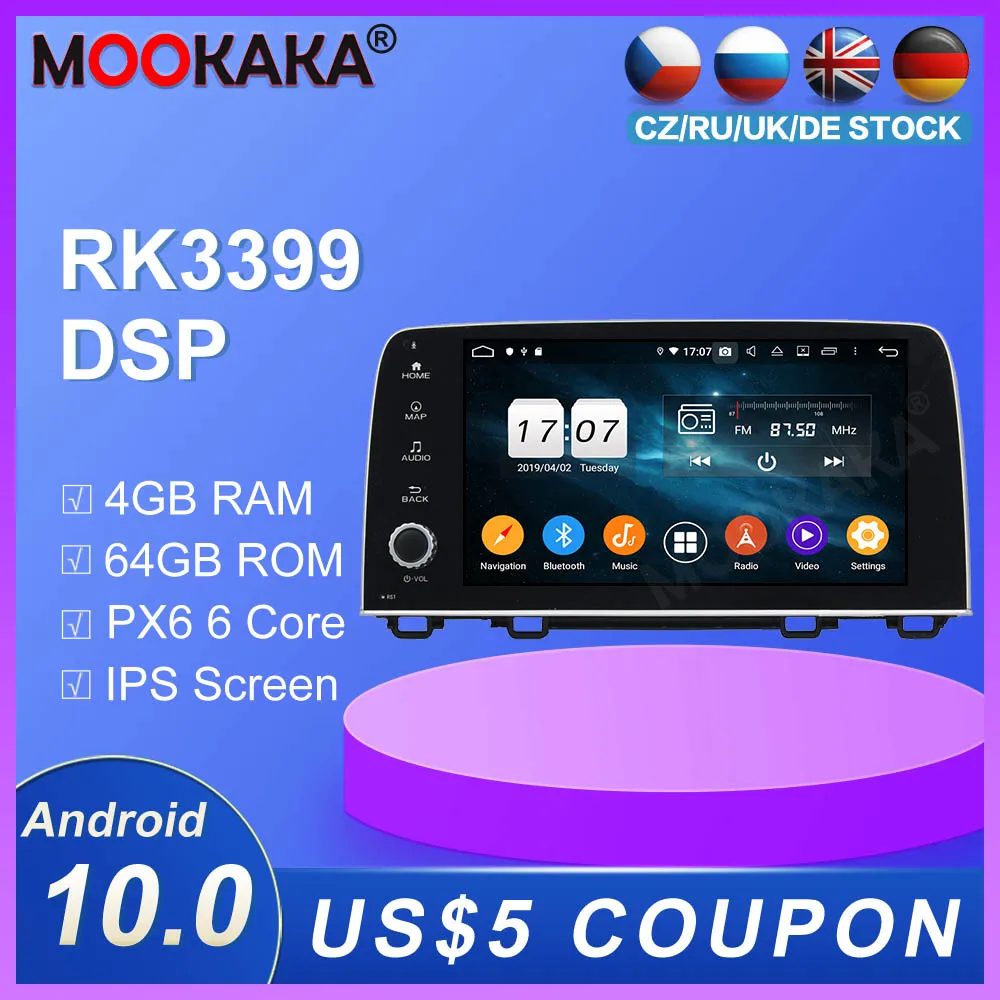 

Android10.0 автомобильный без DVD-плеера, GPS-навигация для Honda CRV 2017 2018 2019, мультимедийный плеер, автомобильное радио, стерео, головное устройство RHD ...