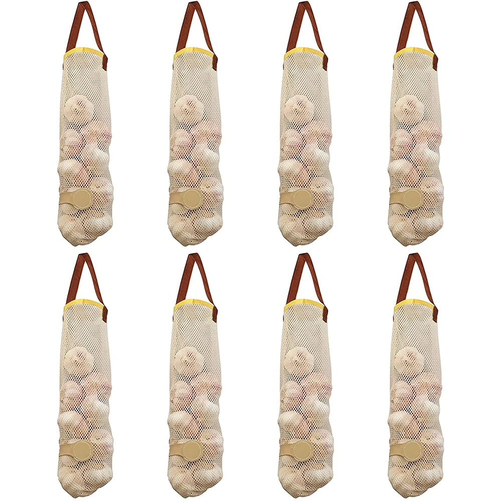 

8 Pack Onions Storage Bags, Reusable Mesh Bags for Vegetables, Hanging Fruit and Veggie Mesh Storage Net Bags for Garlic, Potato