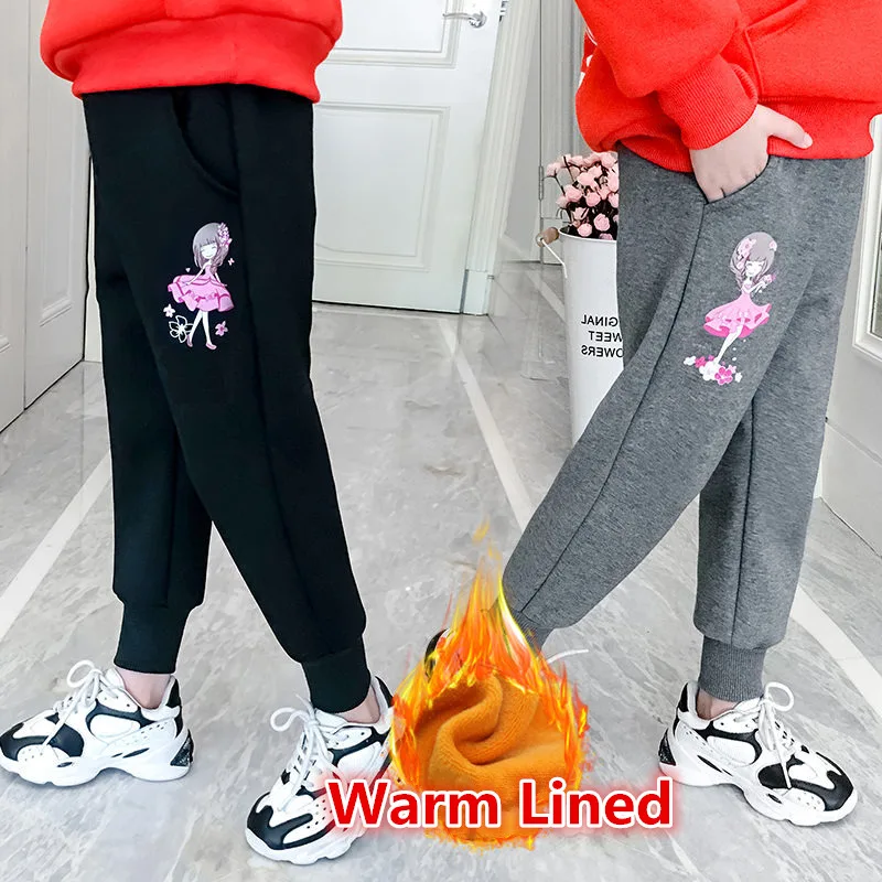 Зимние флисовые школьные брюки для девочек-подростков детские трикотажные