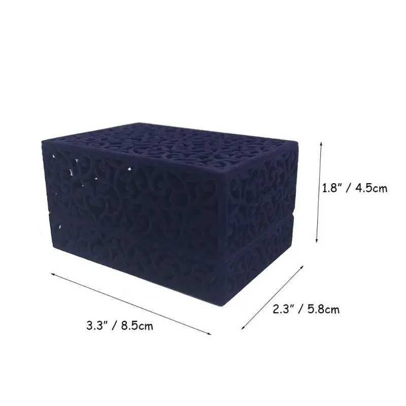 

Hollow Royal Blue Velvet Jewelry Ring Box-Ring Display Organizer Gift Box