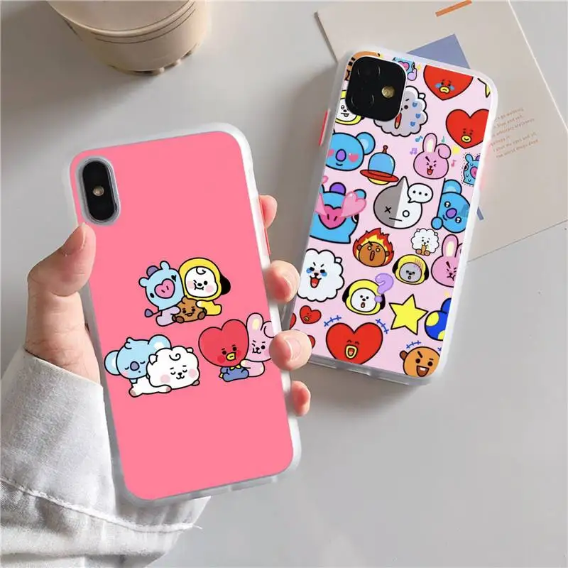 

Zororong Cartoon Funny B-BT21 Phone Case For iphone 13 12 11 xr xs x 7 8 pro max Plain Soft TPU Silicone Clear Case Cover