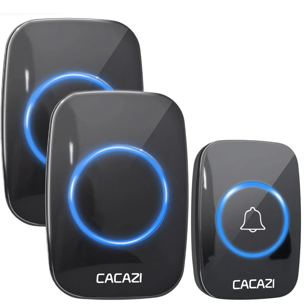 1 button 2 receiver CACAZI 60 Chime 110DB беспроводной дверной звонок Водонепроницаемый 300 м Пульт дистанционного управления ЕС вилка умный дверной звонок батарея 1 2 3 Кнопка 1 2 3 4 Приемник - Цвет: 1 button 2 receiver
