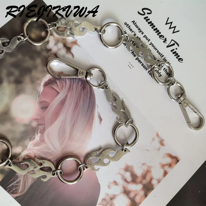 

Dropshipping Cool Trousers Chain Flame Round Metal Chain Waist Pants Chain Cool Punk Hiphop Accessories