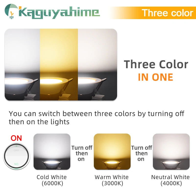 Kaguyahime-luz descendente LED, lámpara de Panel empotrado redondo, blanco Natural/cálido/frío, 3W, 5W, CA, 1/4 V, iluminación de punto, 220 Uds.