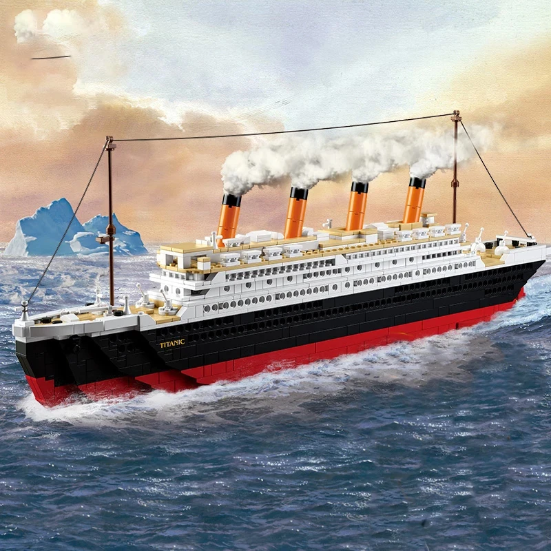 

Titanic RMS Cruise Boat Ship Building Blocks City Model Kits 3D Educational Figures Diy Bricks Toys for Children 1021pcs