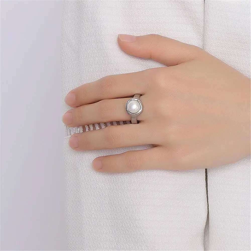 Модные выразительные жемчужные кольца для женщин из титана нержавеющая сталь