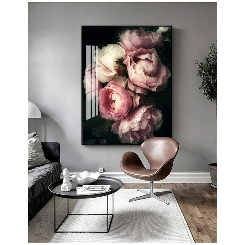 Fashion Posters And Prints Living Room Decor Vintage Poster Flowers Wall Art Canvas Print Pink Peony Floral Painting Picture |