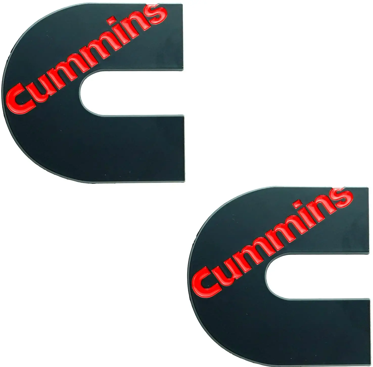 

2X Cummins C Emblems 3D Badge Logo Nameplate Door Tailgate Decals (Black Red)