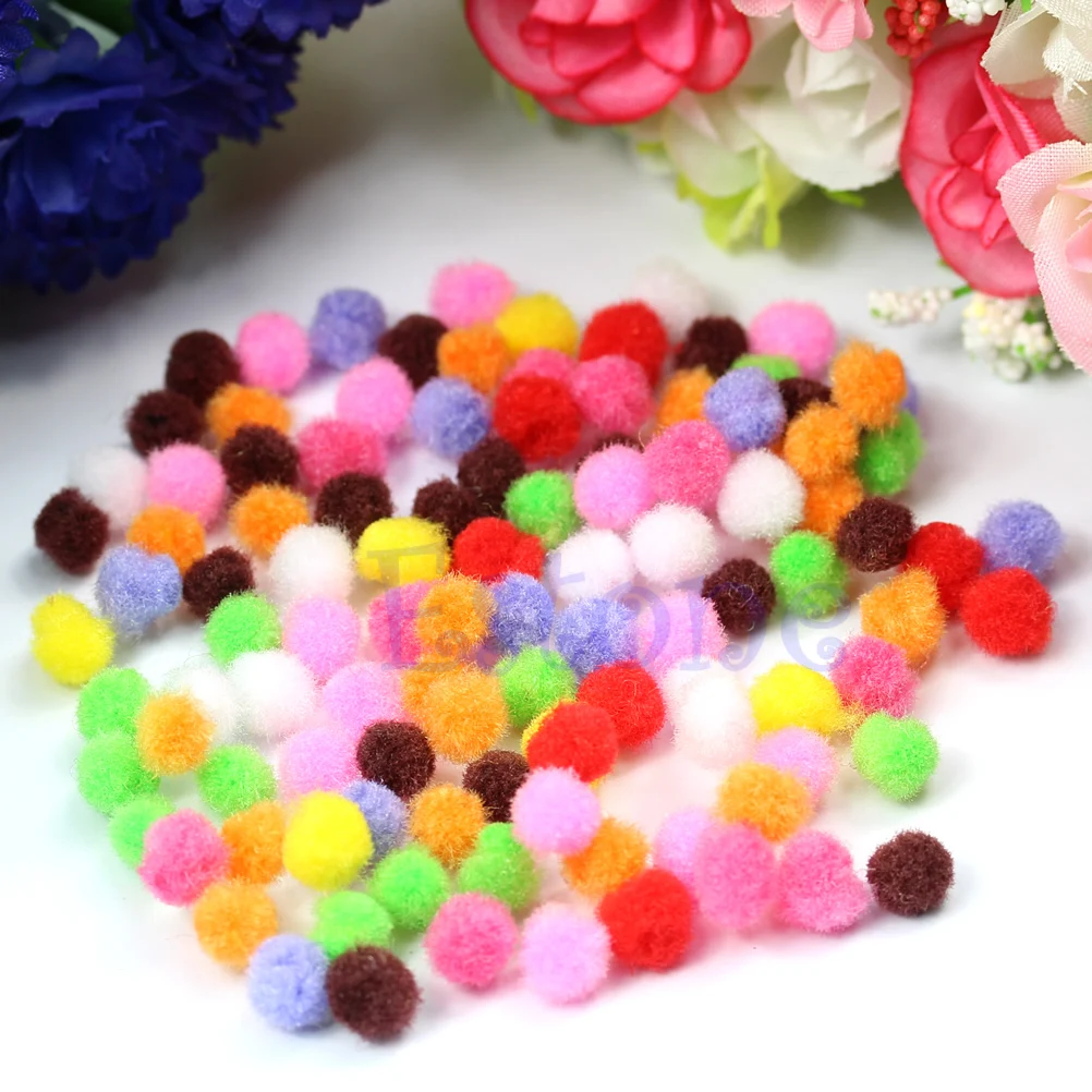 

100 Pcs/Set Assorted 8mm Mixed Color Soft Fluffy Pom Poms Pompoms Hot