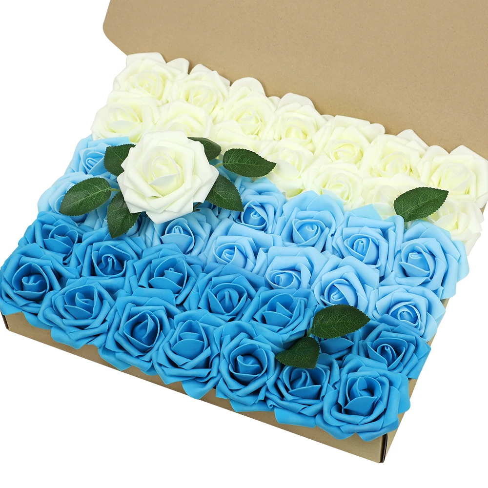 

Foam Rose Artificial Flowers with Stem 42pcs 3.2in Fake Flower for Wedding Party Home Decor Scrapbook DIY Rose for Mother's Day