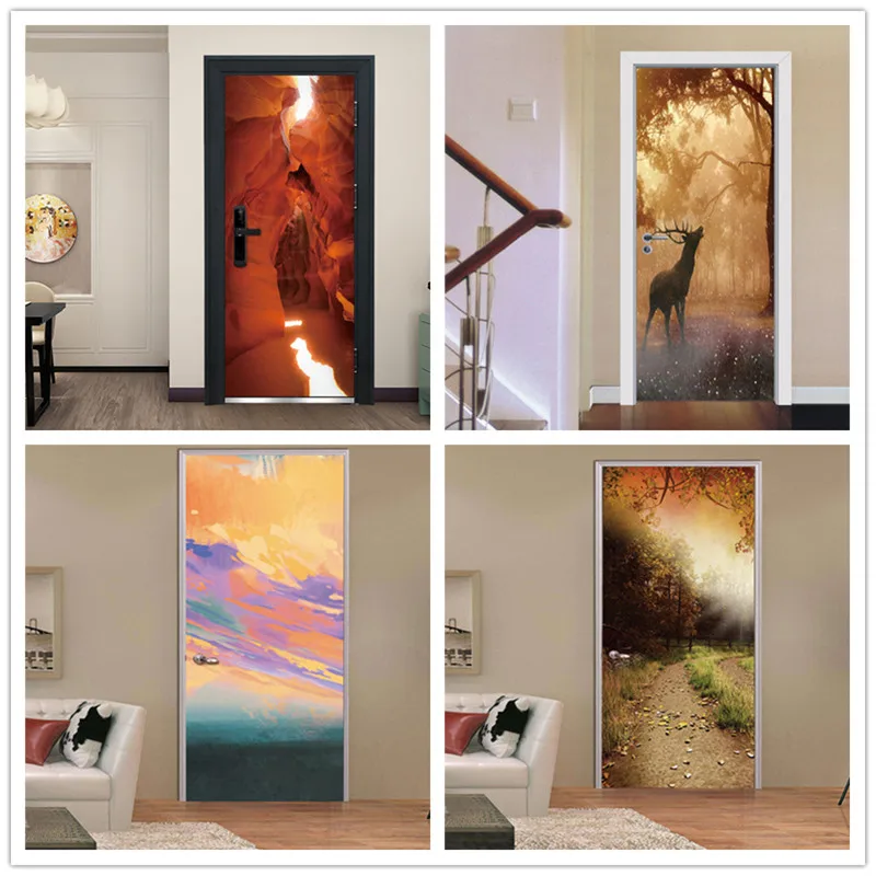 Европейский современный дизайн двери постер водонепроницаемый ПВХ обои