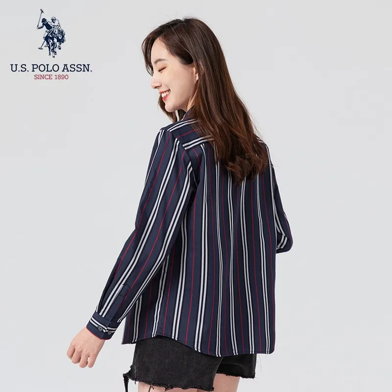 U.S.Polo Assn. Классическая Женская Полосатая Рубашка модная Высококачественная