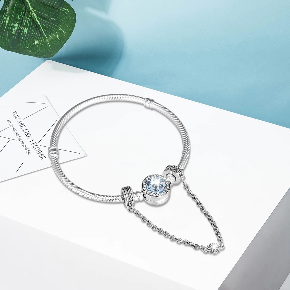 DIY Подходит для Pandora шармы браслеты Снежинка Защитная цепочка бусины стерлингового серебра 925-ювелирные изделия
