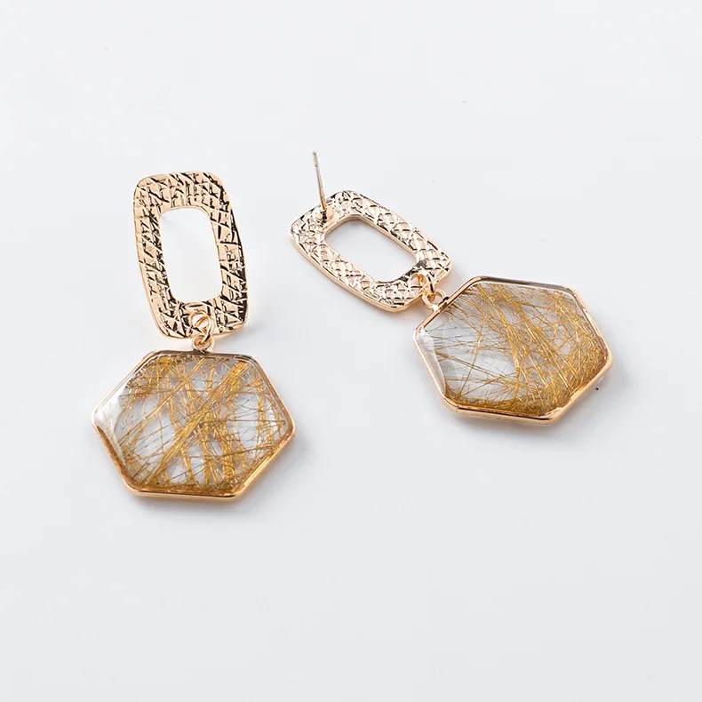 Корейский Новый дизайн модные ювелирные изделия простые шестиугольные смолы