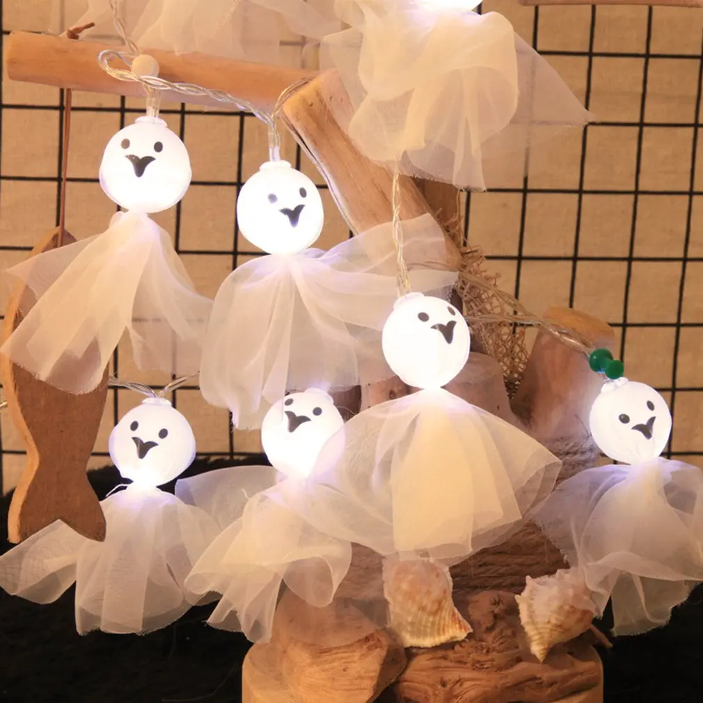 

Halloween White Colored LED Skull Lamp String White Ghost Decoration Lanterns Living Room Garden Decoration Lights