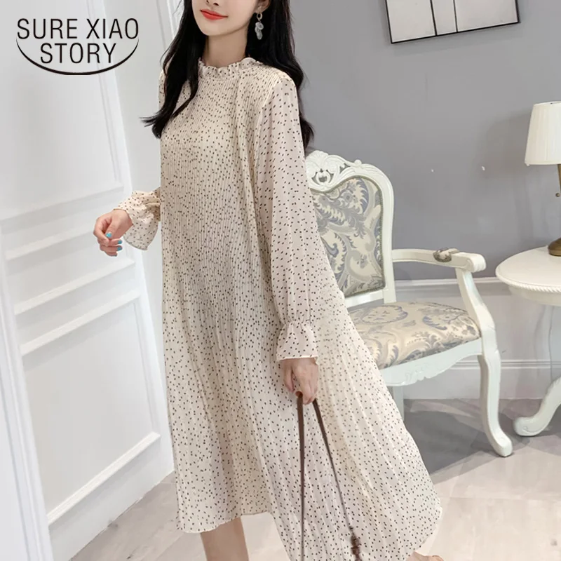 2021 Цветочное платье Свободные плиссированные вечерние платья шифоновое до