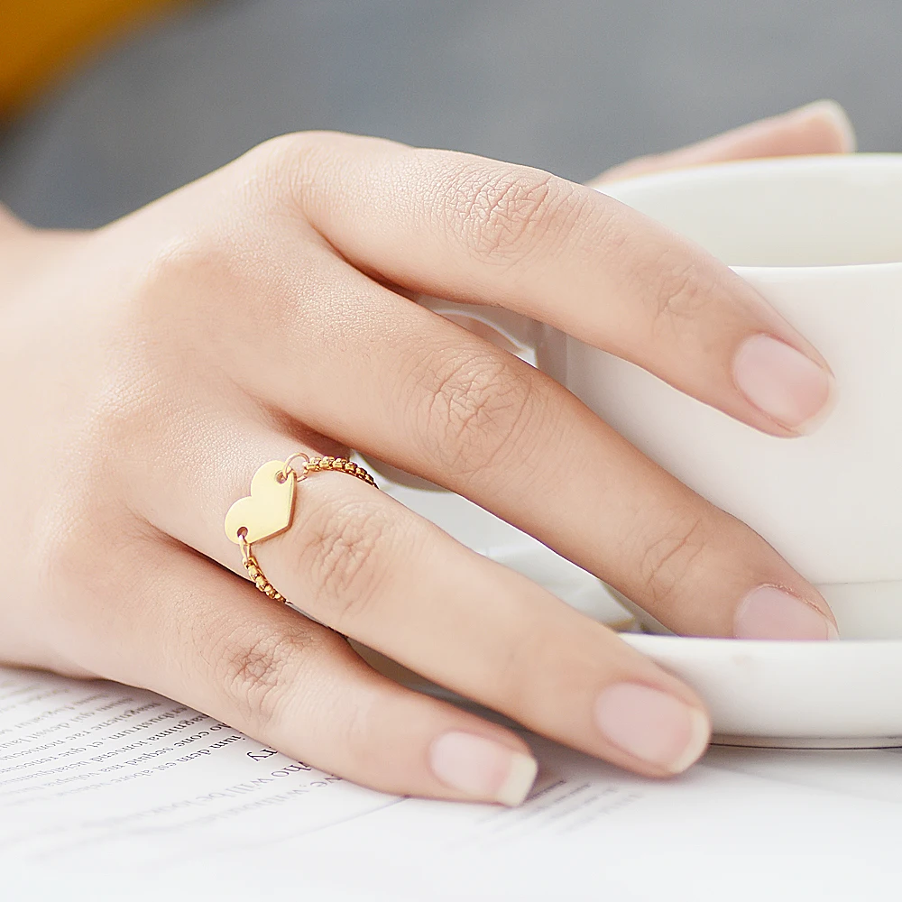 15 шт./лот кольцо на палец из нержавеющей стали с подвеской в форме сердца