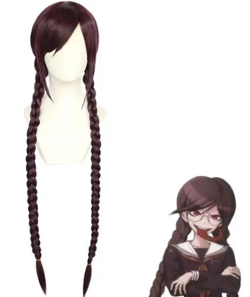 

30inch Danganronpa Touko Fukawa Toko Dark Purple Long Braids Wig Cosplay Costume Dangan Ronpa Heat Resistant Synthetic Hair Wigs