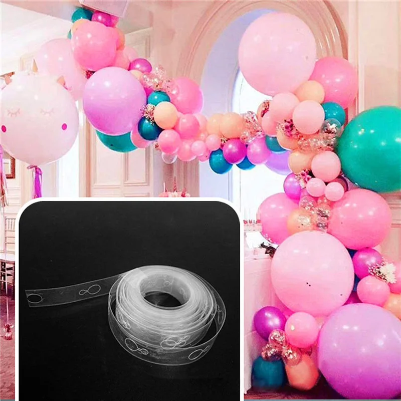 

New 1 Pc 5m Balloon Chain Tape Clear Two Holes Arch Connect Strip Balloon Holder For Birthday Wedding Party Supplies