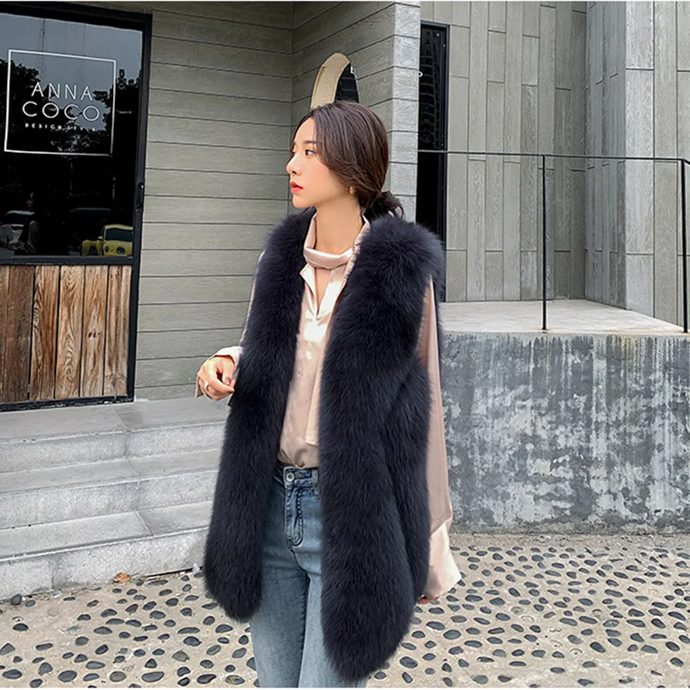 TOPFUR Natural Real Fox Fur Vest Women V-Neck Winter Coat Luxury Striped Fur Gilet Thick Warm Female Jacket 2020 Outerwear