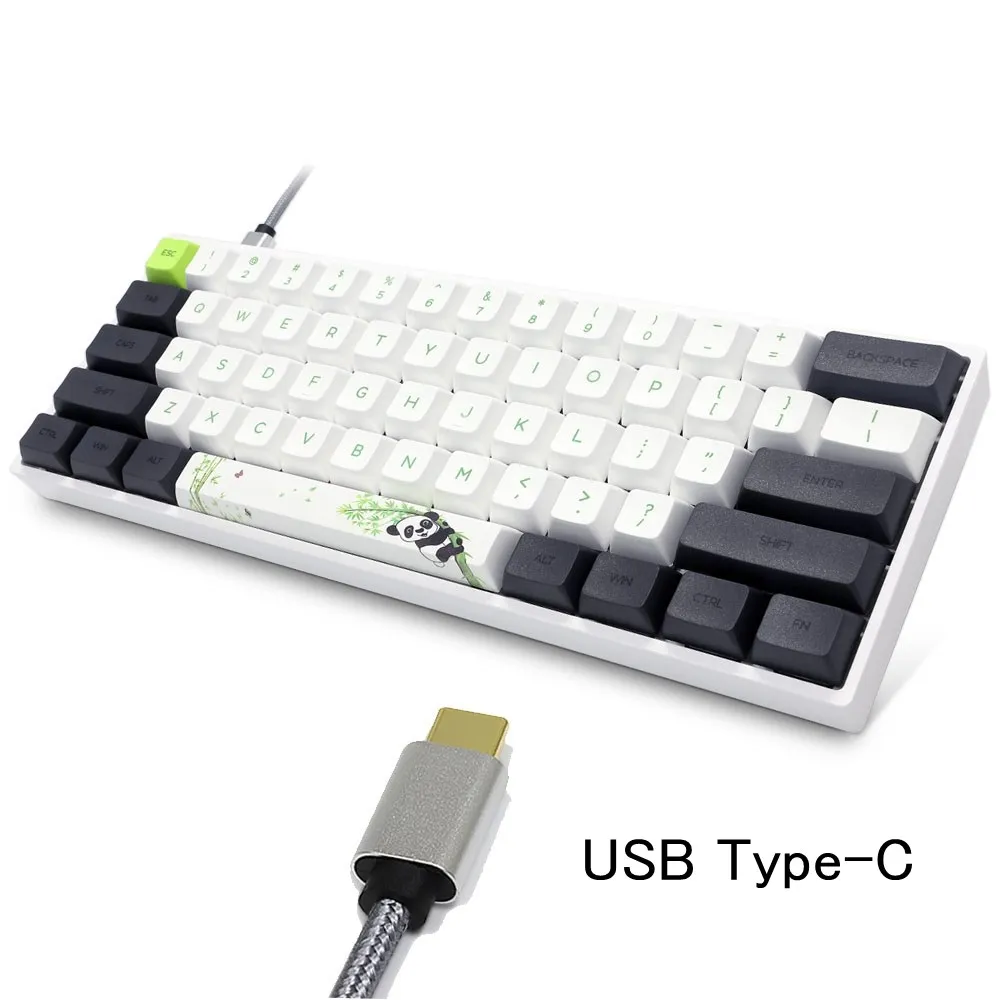 

SK61 Panda Mechenical Keyboards 61 Keys RGB Backlit Mini Gaming Keyboards Gateron Optical Switch Type-C Cable for Win/Mac/iPad