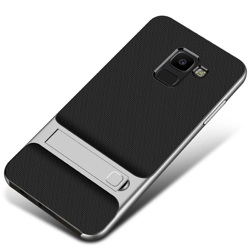 Royce Silver Полное покрытие для samsung Galaxy J6/J6 Plus чехол Чехол 3D подставка TPU PC Гибридный 360 Защитный чехол на заднюю панель телефона J6+ J600 J6Plus - Цвет: Royce Silver