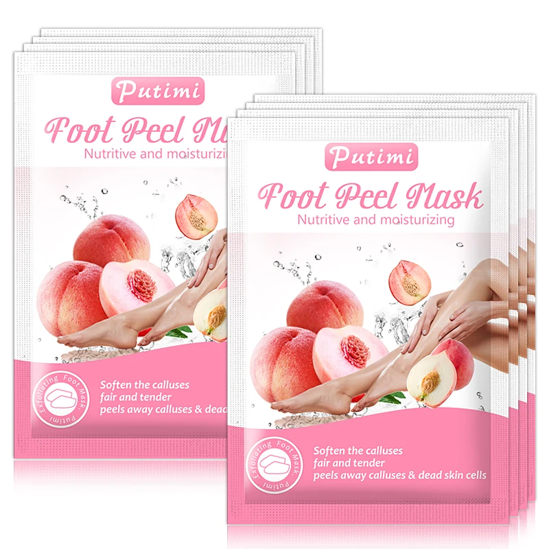 

PUTIMI 2Pair Peach Feet Peeling Foot Mask Dead Skin Remover for Pedicure Socks Moisturizing Exfoliating Foot Mask Foot Patch