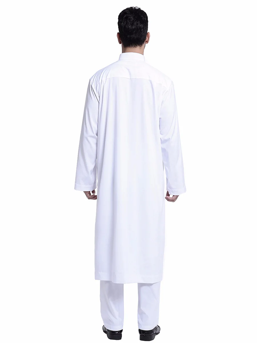 

Muslim Robe Arab Men Thobe Ramadan Costumes Solid Arabic Pakistan Saudi Arabia Eid Turkey Abaya Male National Islamic Clothing