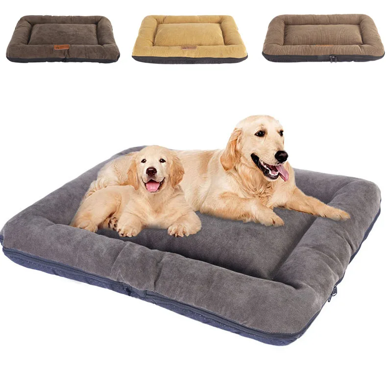 

Corduroy Dog Bed Crate Mats Pad Cat Beds Pet Mat Sofa Kennel Sleeping Matteress with Removable Cover Soft Cushion for Large Dogs