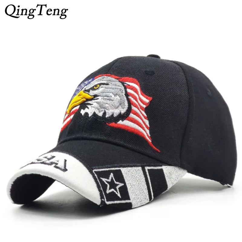 

2020 Embroidery Eagle USA Flag Mens Baseball Cap Army Snapback Caps Casquette Homme Bone Masculino Garros Dad Hats