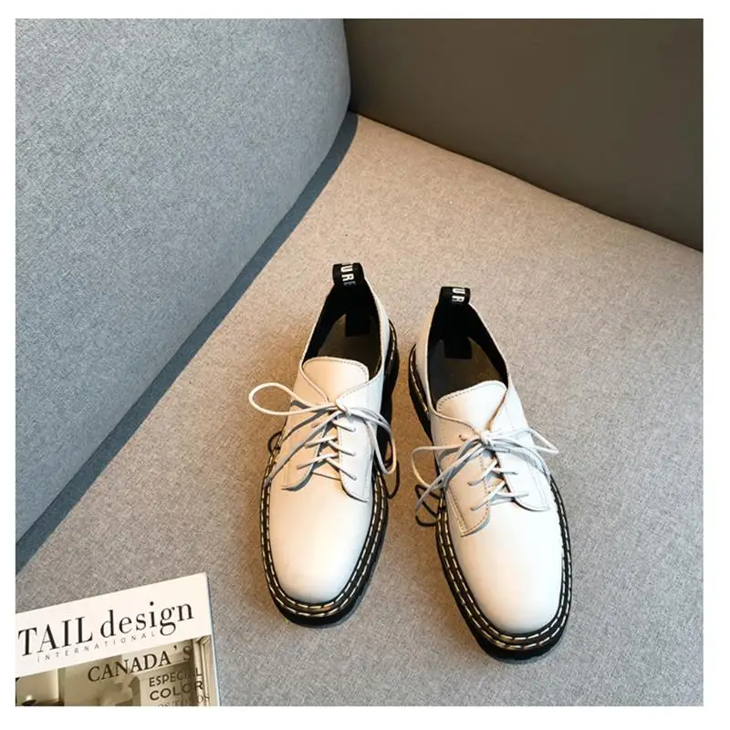 Zapatos De Mujer/женские лоферы на плоской платформе женская обувь шнуровке с круглым