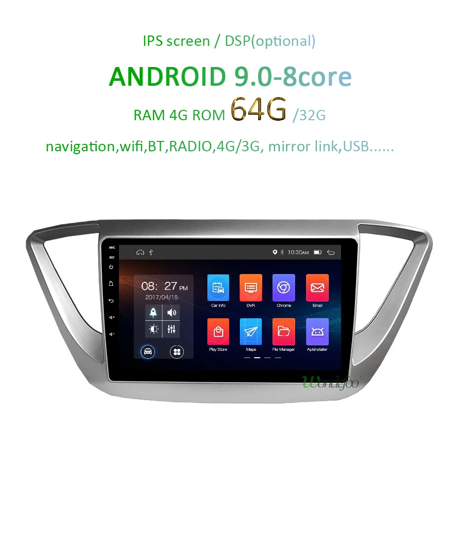 Ips DSP 4 Гб ОЗУ 64 Гб ПЗУ Android 9,0 Автомобильный gps для hyundai Verna Solaris Мультимедиа Навигация Радио стерео без DVD плеера