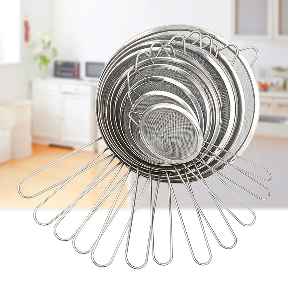 

Stainless Steel Wire Fine Mesh Sieve Oil Strainer Flour Colander Sifter DIY Kitchen Tools for Filtering Food