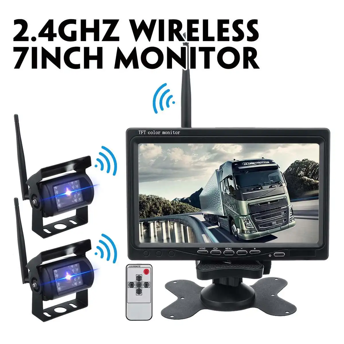 " Беспроводной автомобильный монитор TFT lcd Автомобильная камера заднего вида HD монитор для камера грузовика поддержка автобус RV Van DVD Камера заднего вида